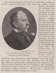 O falecido Sr. Lennox Browne, Especialista em Doenças da Garganta de English Photographer