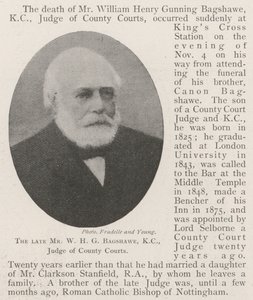 O falecido Sr. WHG Bagshawe, KC, Juiz dos Tribunais Regionais de English Photographer