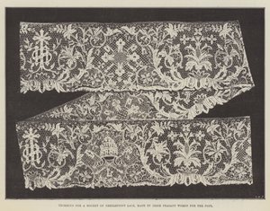 Aparar para um Rochet de Lace Needlepoint, feita por mulheres camponesas irlandesas para o Papa de English Photographer