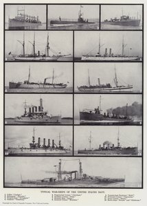 Navios de guerra típicos da Marinha dos Estados Unidos (fotografia a preto e branco) de English Photographer