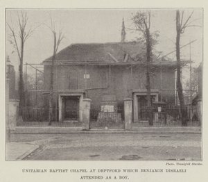 Capela Batista Unitária em Deptford que Benjamin Disraeli participou como um menino de English Photographer