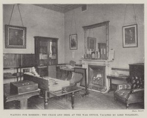 Esperando por Roberts, o Presidente e Secretária no Ministério da Guerra, desocupado por Lord Wolseley de English Photographer