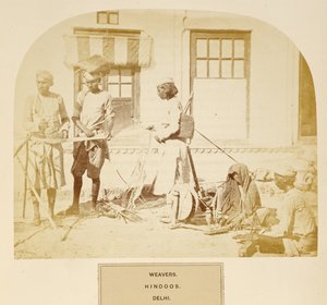 Tecelões, Hindoos, Delhi, de The People of India, por J. Forbes Watson, publicado em 1868 (impressão de albume) de English Photographer