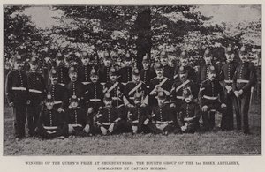 Vencedores do Prêmio Queens em Shoeburyness, o quarto grupo da 1ª Artilharia de Essex, comandada pelo Capitão Holmes de English Photographer
