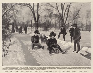 Esporte de inverno para a jovem América, toboganning no Central Park, Nova York de English Photographer
