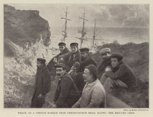 Naufrágio de uma barca francesa perto de Christchurch Head, Hants, a equipe resgatada de English Photographer