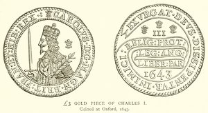£ 3 pedaço de ouro de Charles I de English School
