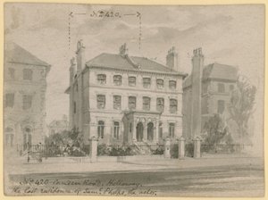 420 Camden Road, Holloway, a última residência de Samuel Phelps, o ator (wc no papel) de English School