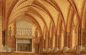 A Baronial Hall, c.1840 (aguarela) de English School
