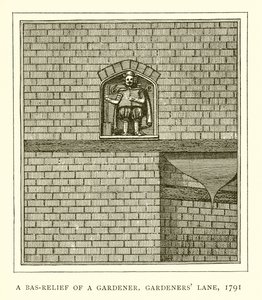 Um baixo-relevo de um jardineiro, Gardeners Lane, 1791 de English School