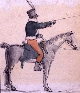 A Boy Soldier on Horseback, c.1820 (aquarela sobre papel) de English School