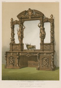 Um gabinete de carvalho esculpido por Srs. Jackson e Graham London de English School