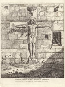 Um crucifixo na parede exterior do corredor da Cruz do Sul da Igreja de Rumsey