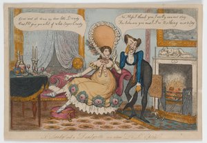 Um Dandy e um Dandyzette ou um retour De Depera, c.1820 (gravura colorida à mão) de English School