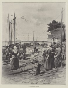 Uma vila de pesca holandesa (litho) de English School