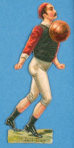 Um ponto final, recorte de um jogador de futebol, anos 1880-90 de English School