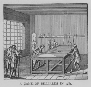 Um Jogo de Bilhar em 1781 (gravura) de English School