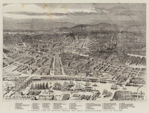 A General View of Belfast, Ulster, the Chief manufacturing City of Ireland (gravura) de English School