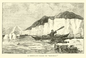 Um, kajak, ou, homem-barco, gronelândia de English School