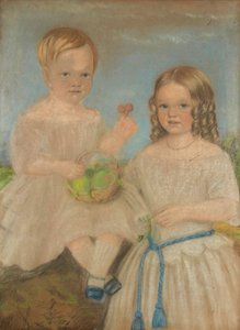 Um retrato de grupo de irmão e irmã (pastel) de English School