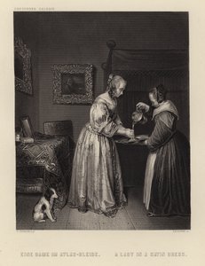 Uma senhora em um vestido de cetim de English School