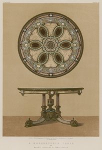 Uma mesa Marqueterie por Srs. Holland and Sons, Londres de English School