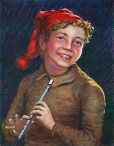 A Merry Piper (cor litho) de English School