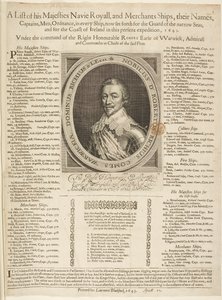 Uma Lista de Navegação Naval com o Retrato do Conde de Warwick de English School