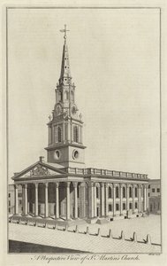 Uma vista em perspectiva da Igreja St Martins, em Londres