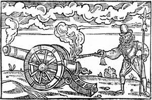 Um Pikeman acendendo um canhão de English School