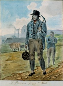 Um Pitman Going to Work (aguarela sobre papel) de English School