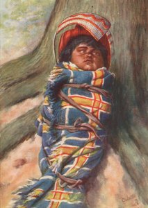 Um papoose dos índios Piute (litografia a cores) de English School