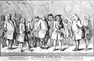 Uma Batalha Política Real Designd para Broughtons Novo Anfiteatro, c.1743