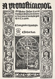 Um prognóstico, por Jasper Laet (fl.1485-1532), impresso por R. Bankes, 1524 de English School