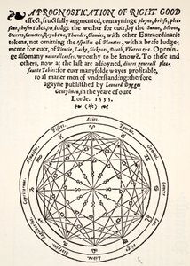 A Prognostication of Right Good, de Leonard Dygges, impresso por Thomas Gemini, Blacke Friars, Londres, 1555 de English School