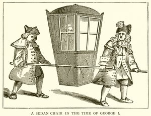 Uma cadeira de sedan no tempo de George I de English School