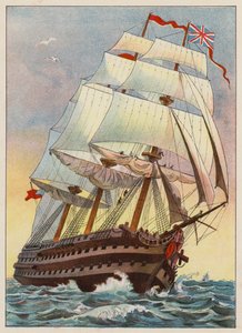 Um Navio de Guerra em 1837 (gravura) de English School