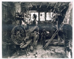 Um loft típico dos tecelões da antiga revolução industrial de English School