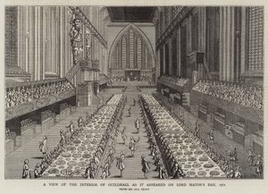 Uma Vista do Interior de Guildhall como apareceu no Dia do Senhor Prefeito de English School