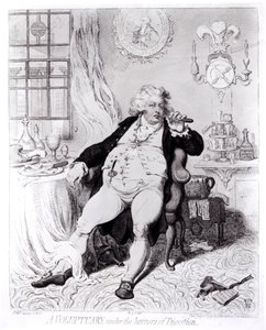 Um Voluptuary sob os horrores da digestão, publicado em 1792 de English School