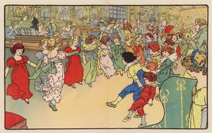 Uma festa de crianças nos velhos tempos (litografia a cores) de English School