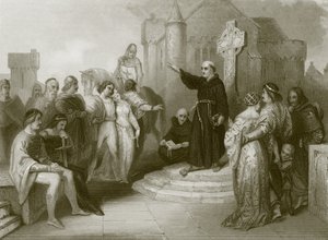 Um frade dominicano pregando uma cruzada de English School