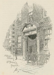 Uma antiga entrada para o Hospital St Thomass, em Londres de English School