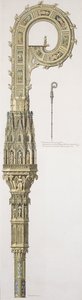 Uma elevação geométrica do crozier de William of Wykeham (c.1320-1404) publicou 1785 de English School