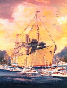 Um grande momento na história da Linha Real do Correio, os Andes chegam a Oslo em 1945 (cor litho) de English School
