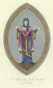 Uma senhora do século 9 em pleno vestido de English School