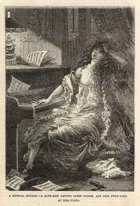 Um artista doente de amor pega veneno e morre como um cisne em seu piano de English School