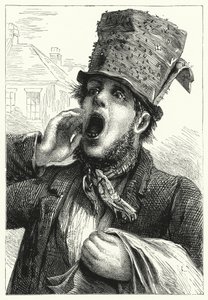 Um homem a vender papéis de mosca (litho) de English School