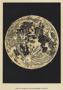 Um mapa da lua como visto em um telescópio comum de English School