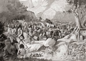 Uma migração de tribos citas através de um passe nos montes da Ásia menor para a Síria, da História das Nações de Hutchinson, pub.1915 de English School
